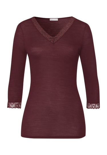 Woolen Lace Lace Trim Wool And Silk Top | Vivid Brown 70831-2421